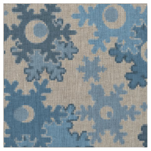 Retro vintage New Year Christmas patchwork illustr Fabric