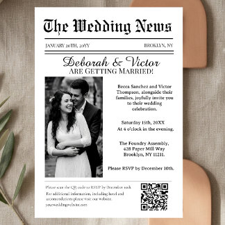 Retro Vintage Newspaper Wedding Invitation
