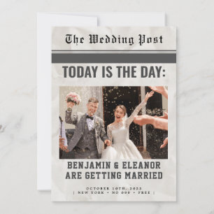 Retro Vintage Newspaper Wedding Invitation