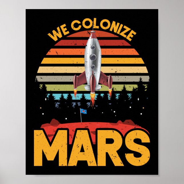 Retro Vintage Occupy Mars 2020 Planet Martian Poster (Front)