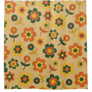 Retro Vintage Orange 70s Flower Pattern