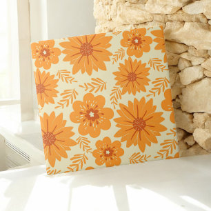 Retro Vintage Orange Botanical Flower Pattern Fall Tile