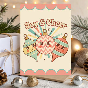 Retro Vintage Ornament Joy Christmas Holiday Card
