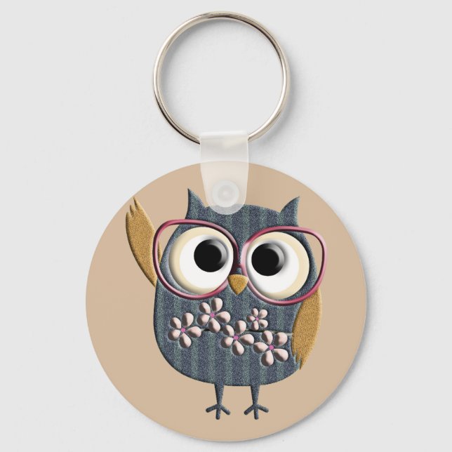 Retro Vintage Owl Keychain (Front)