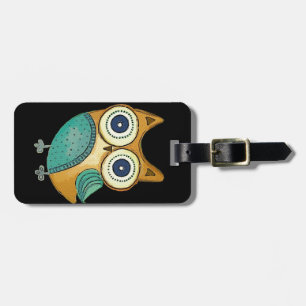 Retro Vintage Owl Luggage Tag