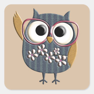 Retro Vintage Owl Square Sticker