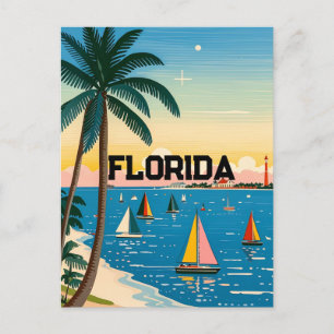 retro vintage palm tree Florida  Postcard