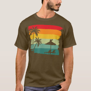 Retro Vintage Palm Trees Beach Chair Sunset  T-Shirt