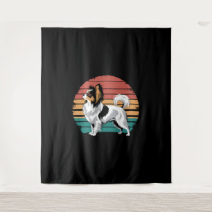 Retro Vintage Papillon Dog Lover Animal Papillon Tapestry