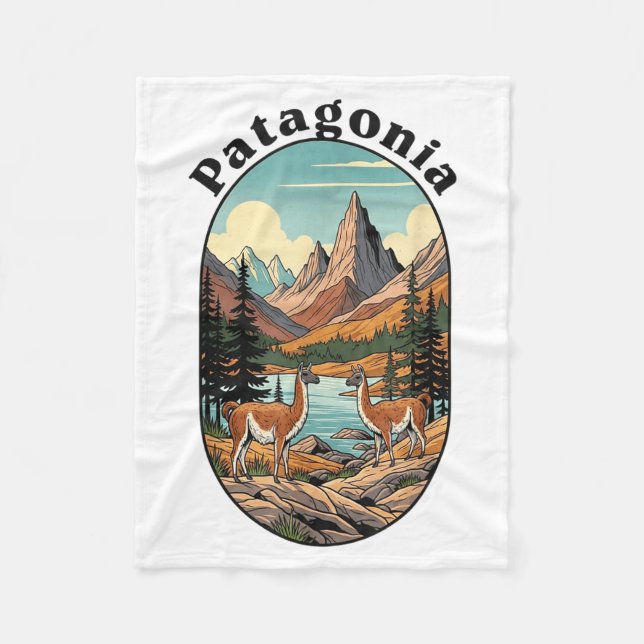 Retro Vintage Patagonia Outdoor  Fleece Blanket (Front)