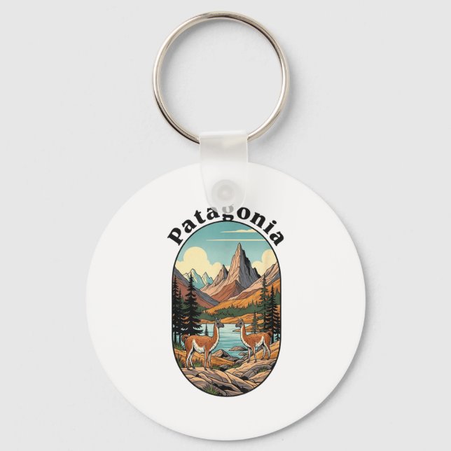 Retro Vintage Patagonia Outdoor  Keychain (Front)
