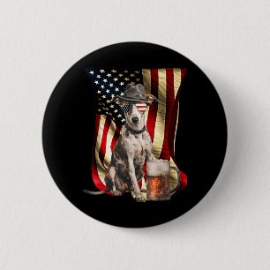 Retro Vintage Patriotic Whippet Dog Usa Flag July 2 Inch Round Button