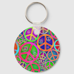 Retro Vintage Peace Heart Keychain