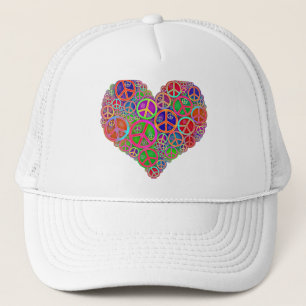 Retro Vintage Peace Heart Trucker Hat