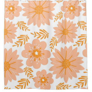 Retro Vintage Peach Fuzz Orange Flower Pattern