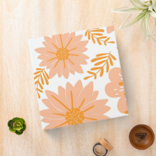 Retro Vintage Peach Fuzz Orange Flower Pattern Binder