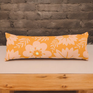 Retro Vintage Peach Fuzz Orange Flower Pattern Body Pillow