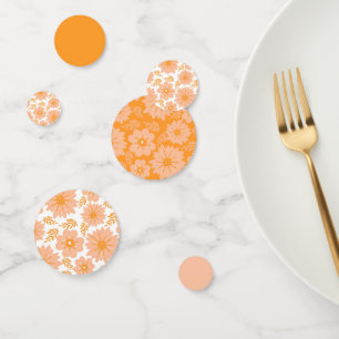 Retro Vintage Peach Fuzz Orange Flower Pattern Confetti
