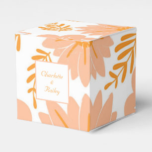 Retro Vintage Peach Fuzz Orange Flower Pattern Favor Box