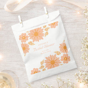 Retro Vintage Peach Fuzz Orange Flower Pattern Favour Bag