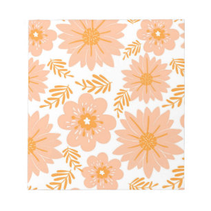 Retro Vintage Peach Fuzz Orange Flower Pattern Notepad