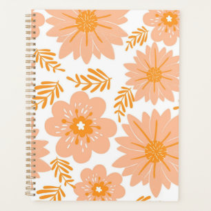 Retro Vintage Peach Fuzz Orange Flower Pattern Planner