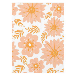 Retro Vintage Peach Fuzz Orange Flower Pattern Tablecloth