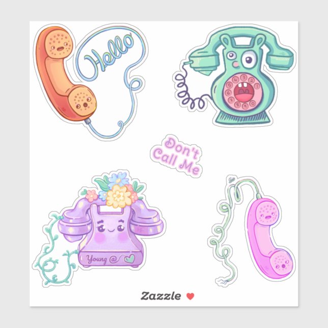 Retro Vintage Phones Sticker Pack (Sheet)