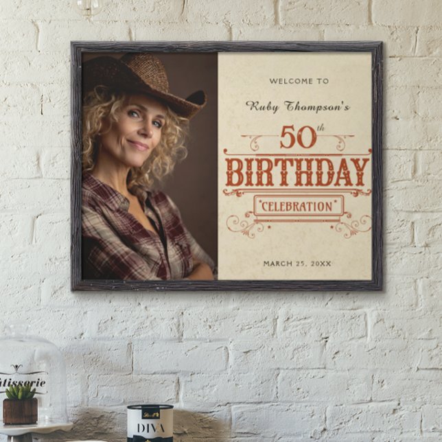Retro Vintage Photo 50th Birthday Welcome Poster (Creator Uploaded)