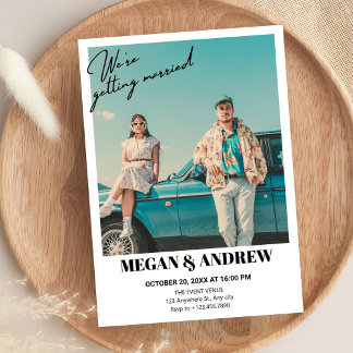 Retro vintage photo wedding invitation