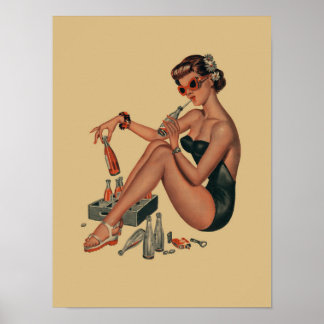 Retro Vintage Pin Up Girl Poster
