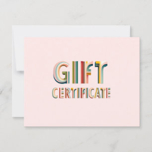 Retro Vintage Pink Gift Certificate