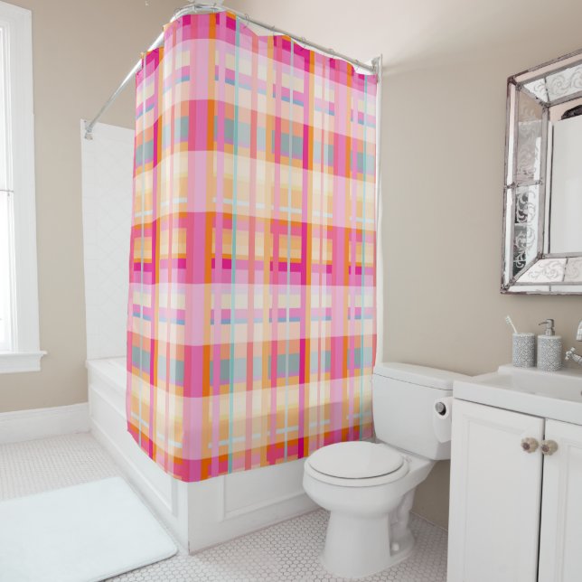 Retro Vintage Pink Plaid Pattern In Pastels (In Situ)