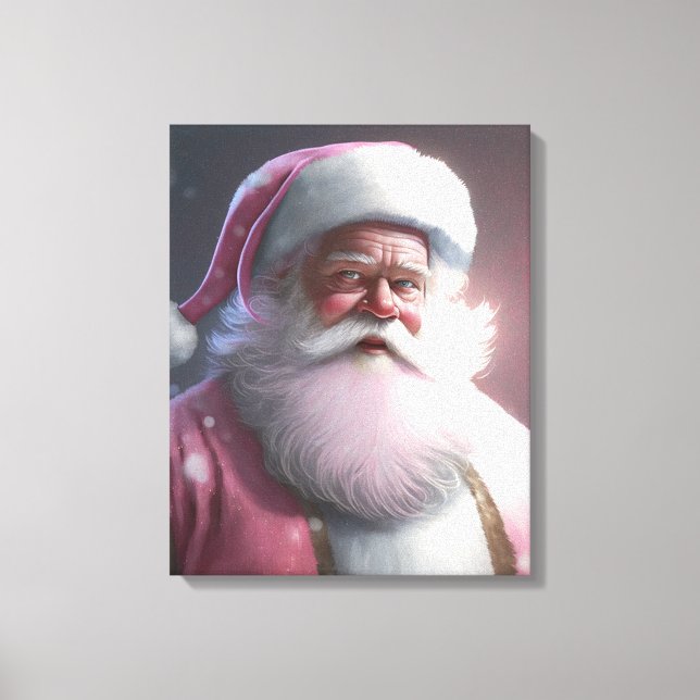 Retro Vintage Pink Santa Claus  Canvas Print (Front)