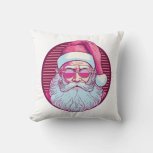 Retro vintage pink santa claus throw pillow