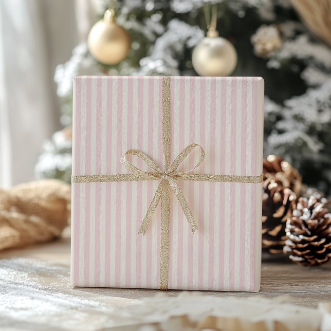 Retro Vintage Pink Stripes Wrapping Paper (Creator Uploaded)