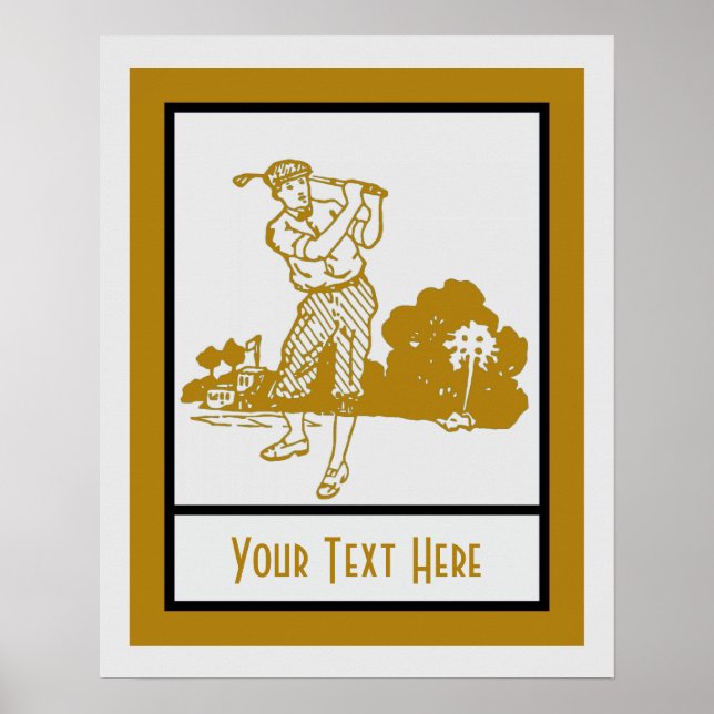 Retro vintage play golf art deco template poster (Front)