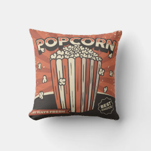Retro Vintage Popcorn Party Throw Pillow