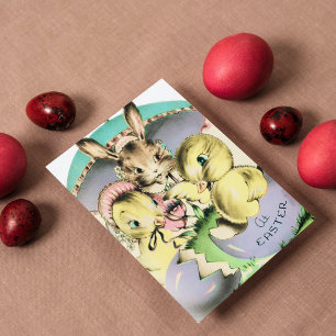 Retro vintage Poussins de Pâques Carte postale de 