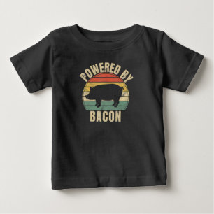 Retro Vintage Powered By Bacon BBQ   BBQ Lovers Baby T-Shirt