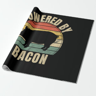 Retro Vintage Powered By Bacon BBQ BBQ Lovers Wrapping Paper