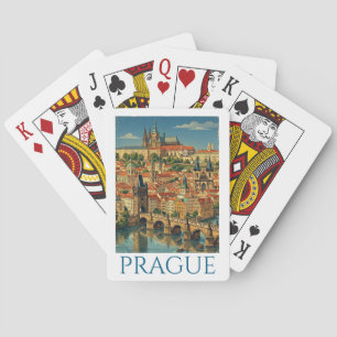 Retro Vintage Prague Czech Republic City View Playing Cards