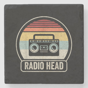 Retro Vintage Radio Head Stone Coaster