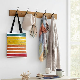 Retro vintage rainbow sunset stripes  tote bag