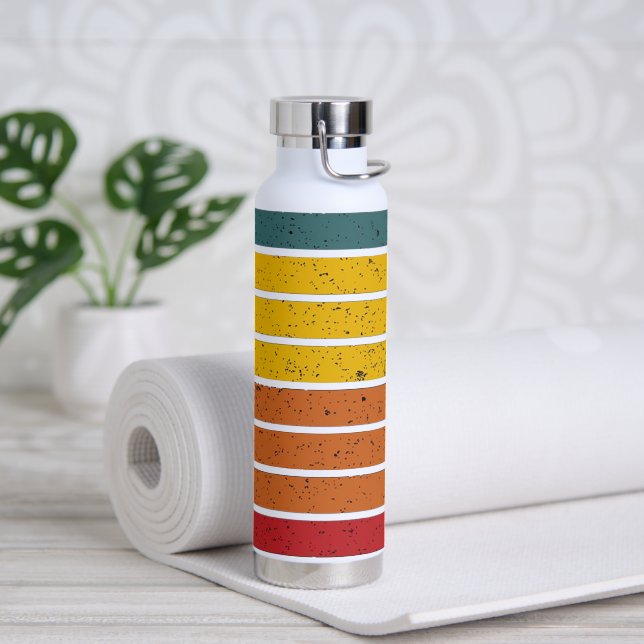 Retro vintage rainbow sunset stripes  water bottle (Yoga)