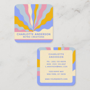 Retro Vintage Rays Abstract Trendy Name Square Business Card