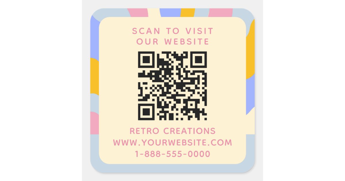 Retro Qr Code Retro Vintage Rays QR Code Abstract Business Square Sticker | Zazzle