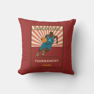 Retro Vintage Red Basketballer  Throw Pillow