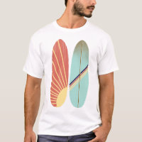 Retro Vintage Red & Blue Surfboard Illustration