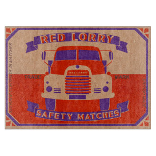 Retro vintage Red Lorry Matchbox glass Cutting Board